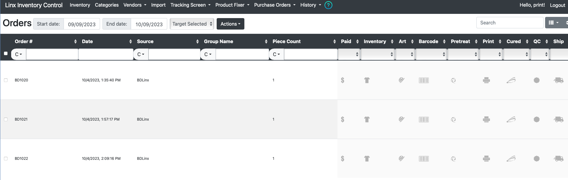 linx control suite orders